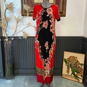 Vintage Ultra Dress New York Crinkle Midi Dress Boho Festival - Sz 12 💚🎀